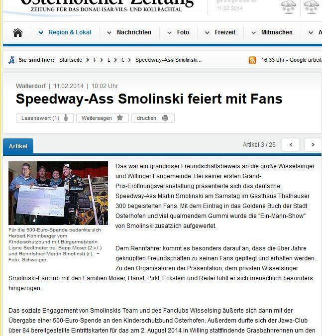 PNP: Smolinski feiert mit Fans / Spendet an Kinderschutzbund