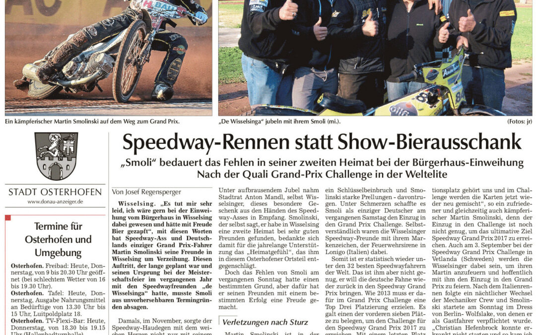 Speedwayrennen statt Show – Bierausschank